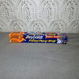 Reynolds Vintage Printed Plastic Wrap Spooky Prints‎ Pumpkin Orange Halloween